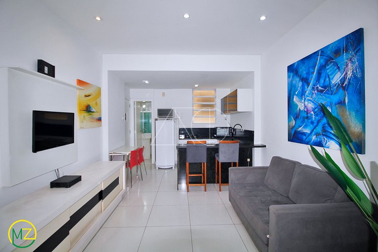 Studio Moderno com Vista Lateral para o Mar em Copacabana