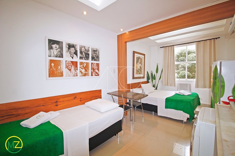 Mini studio aconchegante e silencioso com maquina de lavar e