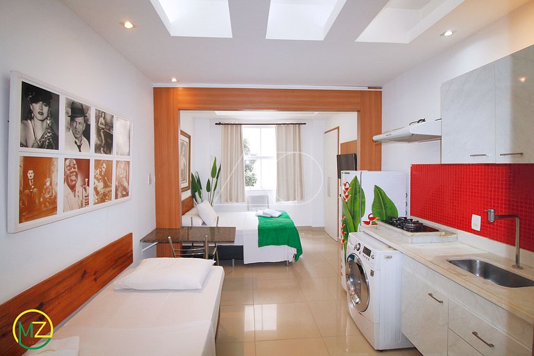 Mini studio aconchegante e silencioso com maquina de lavar e