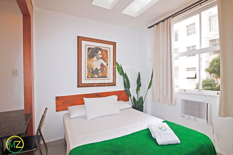 Mini studio aconchegante e silencioso com maquina de lavar e